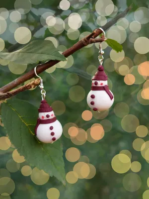 XMAS bordó sapkás hóember fülbevaló