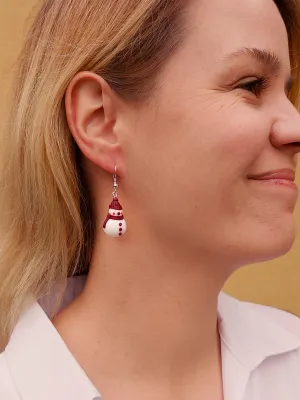 XMAS bordó sapkás hóember fülbevaló