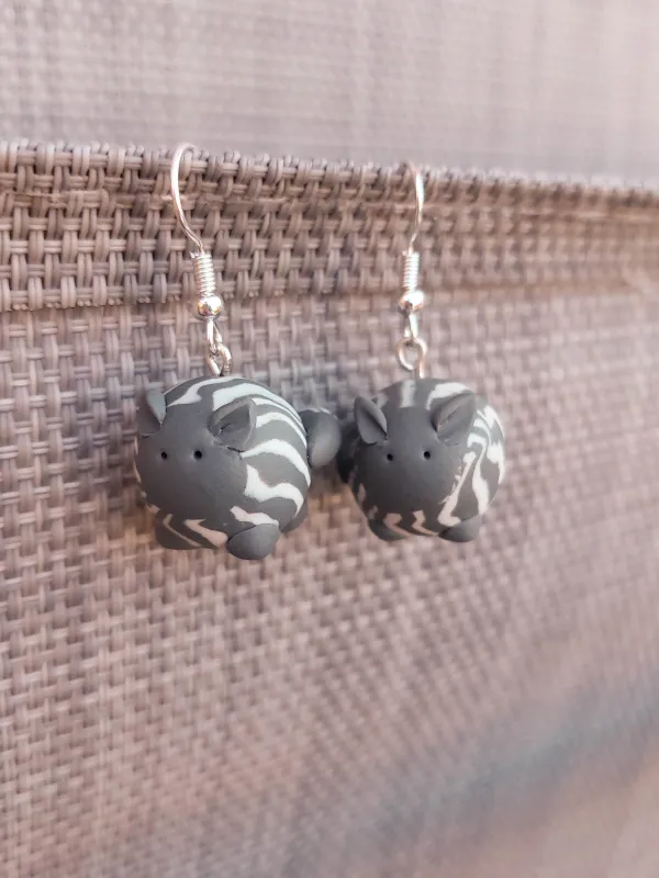 Termék CATZ szürke csíkos cica lógós fülbevaló Kép