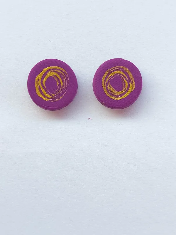 Termék DOTS lila arany bedugós fülbevaló Kép