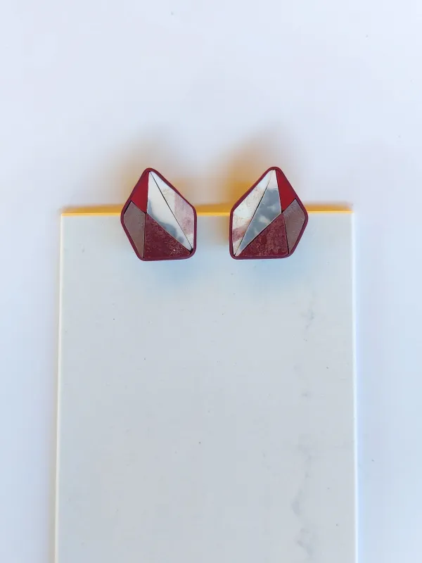 Termék MOSAIC bordó és fehér fülbevaló Kép