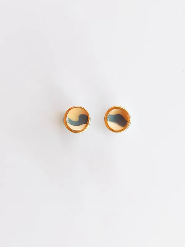 Termék STRATA szürke sárga csíkos bedugós fülbevaló Kép