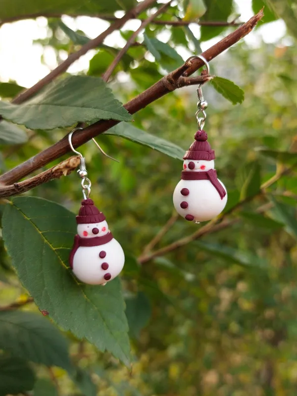 Termék XMAS bordó sapkás hóember fülbevaló Kép